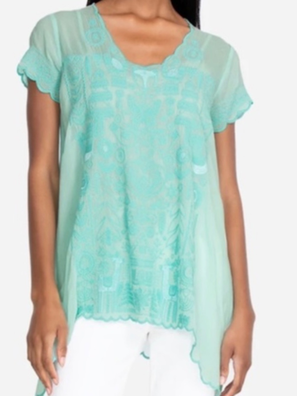 Johnny Was Folk Tunic, Aquamarine, XL, with tags - Picture 4 of 4